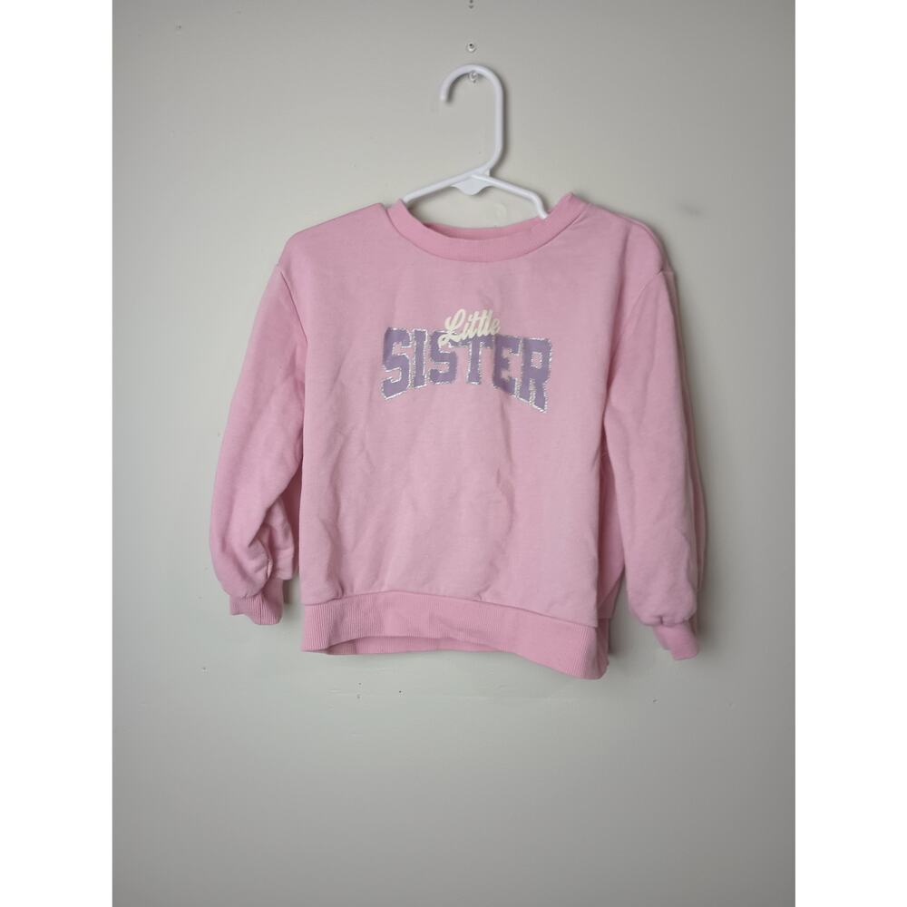 H&M Little Sister‎ Pink Graphic Crew Neck Sweatshirt Toddler 3T Pull Over